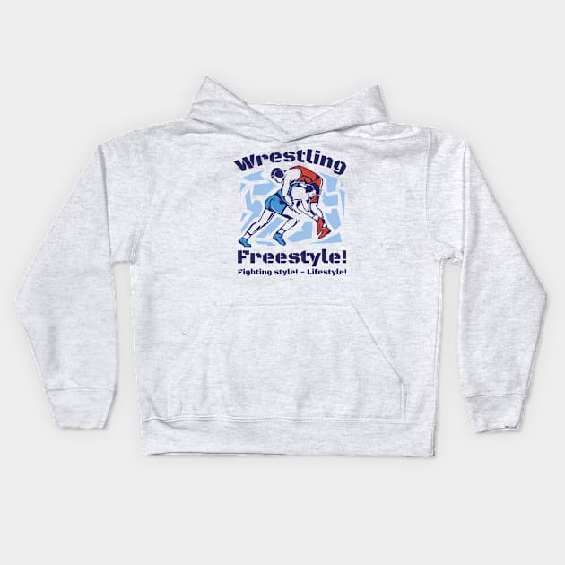 Freestyle wrestling sport Kids Hoodie by MARCHY